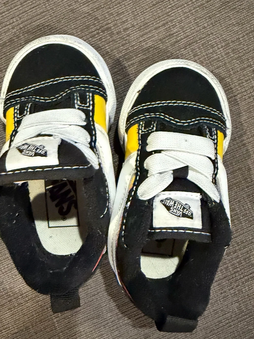 Vans Kids Black Sneakers with Yellow & Red Flame Detail